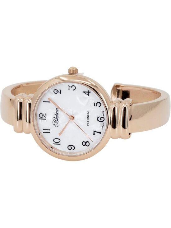 Women\'s Rose Gold Analog Quartz Metal hinged Bangle Pearl Cuff Bracelet Watch main image 7